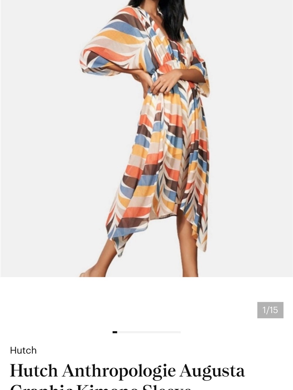 Slate & Willow Multicolor Wave-Stripe Kimono Maxi Dress